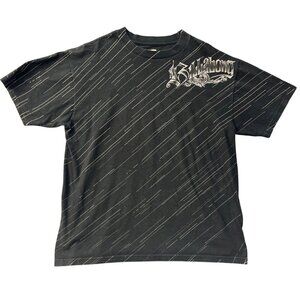 Billabong Mens Black Graphic T-Shirt Size Large‎ Striped Design Casual Wear